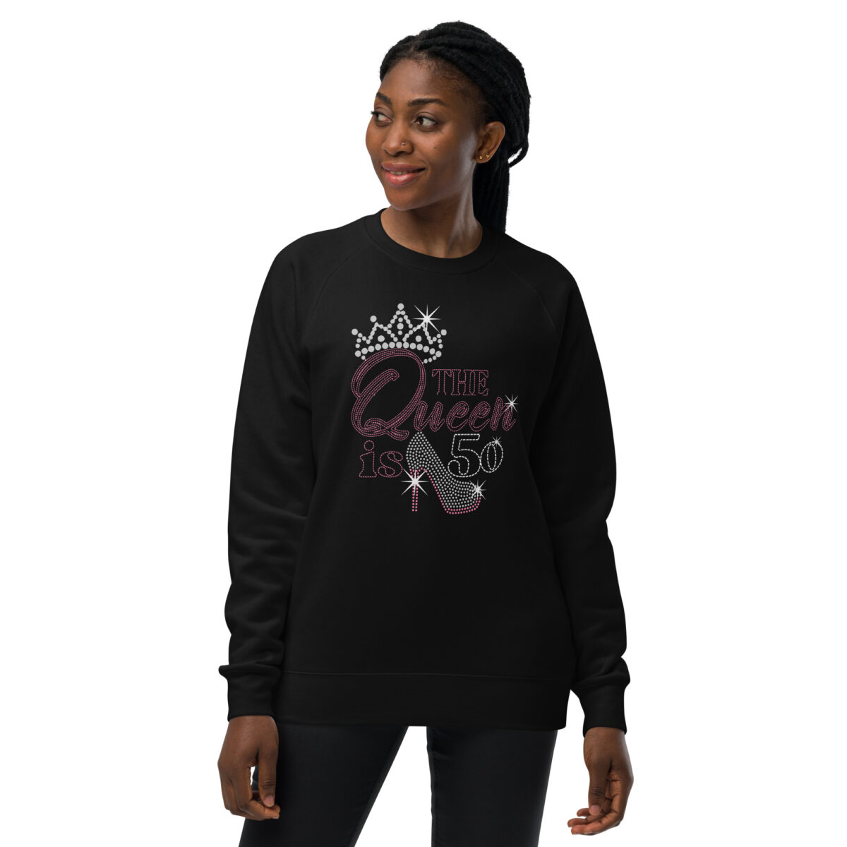 unisex raglan sweatshirt black front 64b5702663ea7