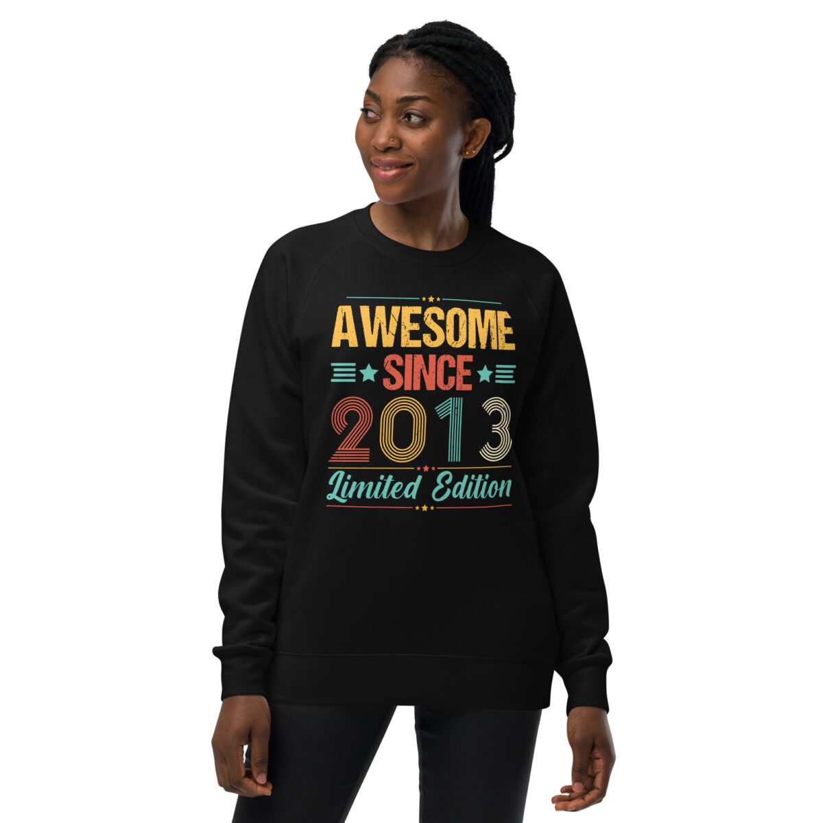 unisex raglan sweatshirt black front 64b572357527a