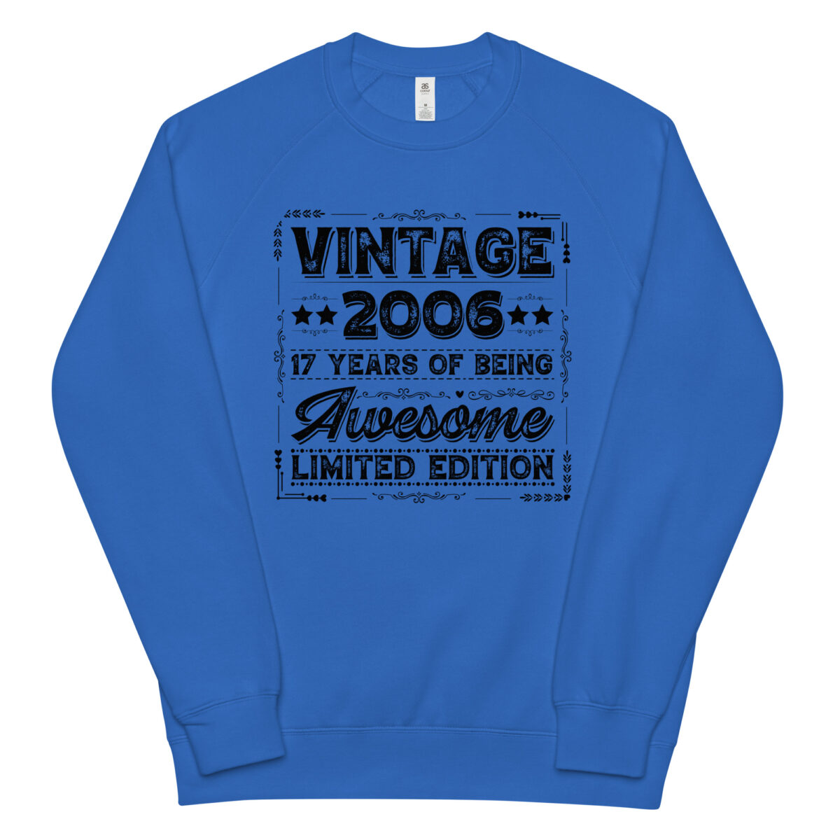 unisex raglan sweatshirt bright royal front 64b539240440f