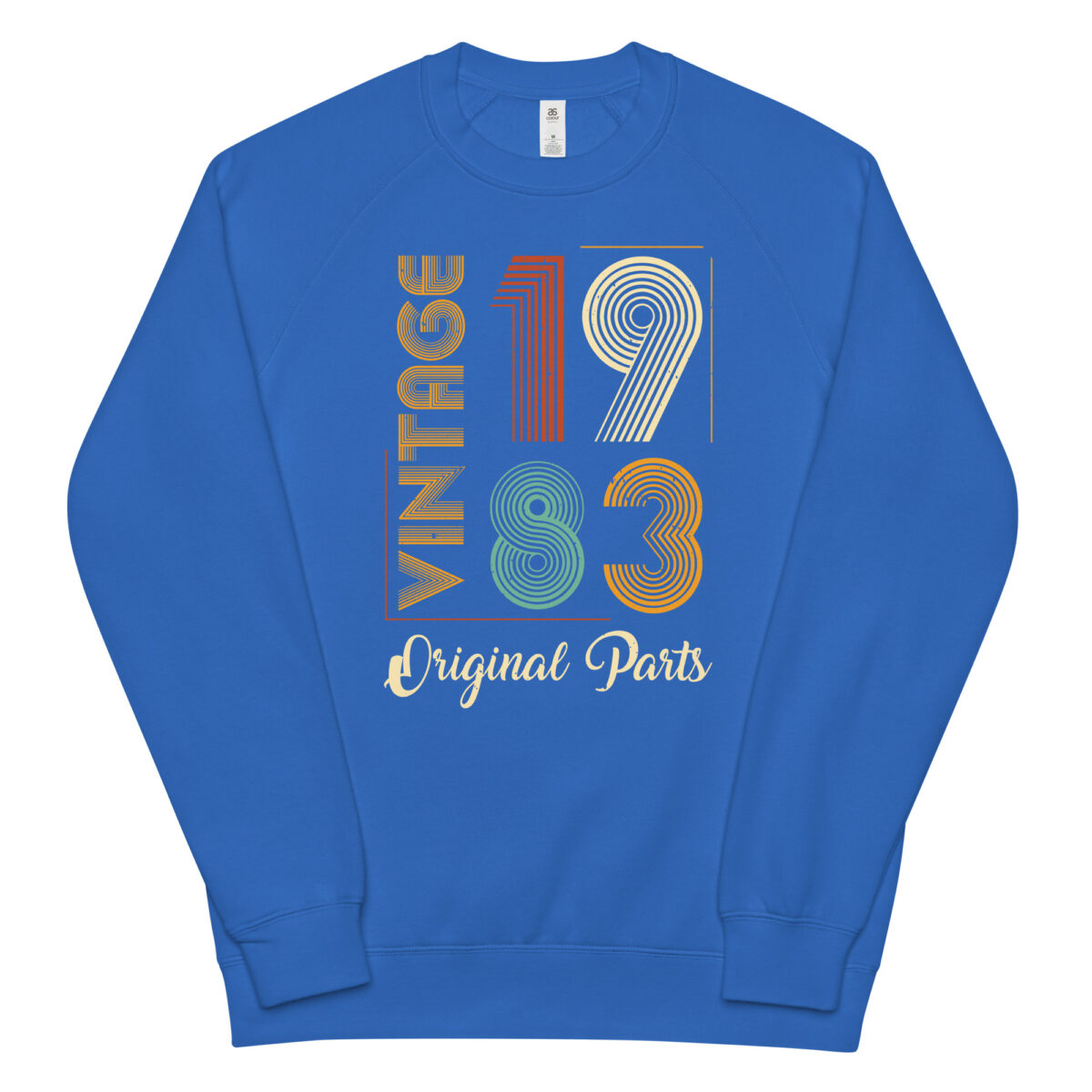 unisex raglan sweatshirt bright royal front 64b539dfdde21