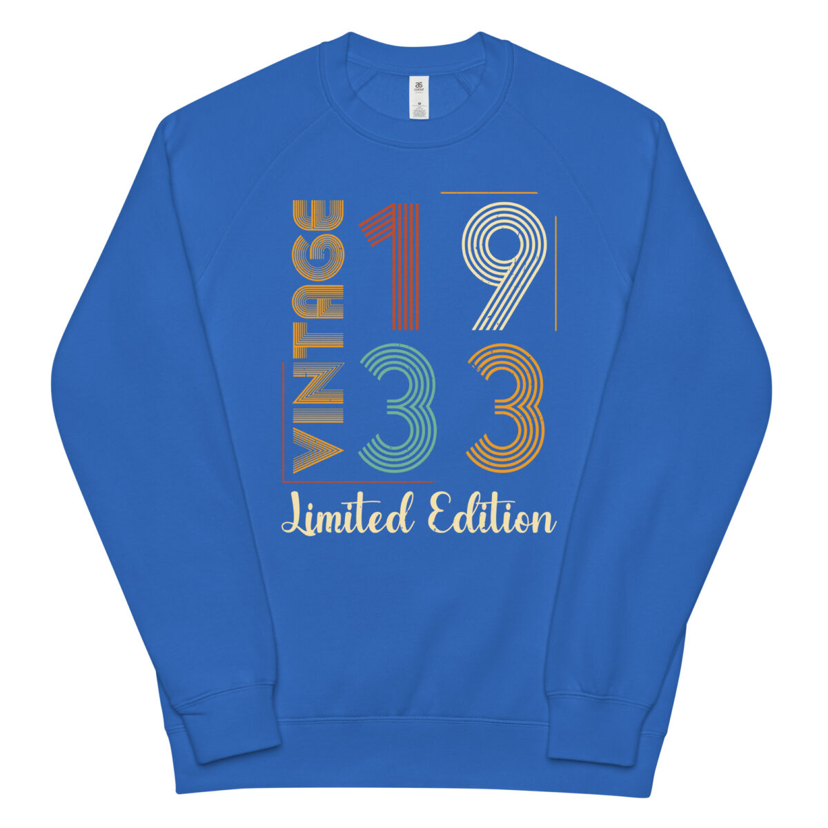 unisex raglan sweatshirt bright royal front 64b53bf9d4c48