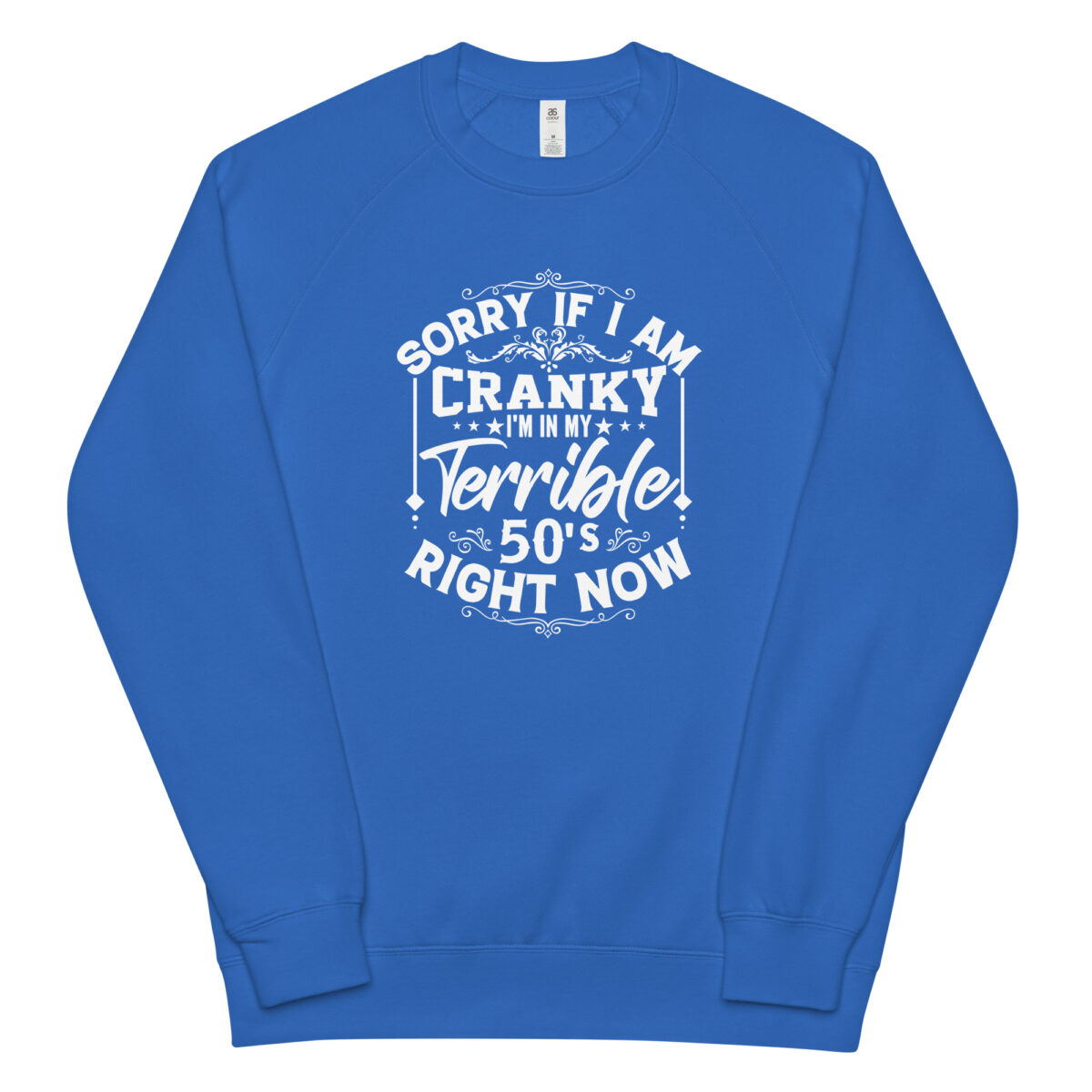 unisex raglan sweatshirt bright royal front 64b540f36a314