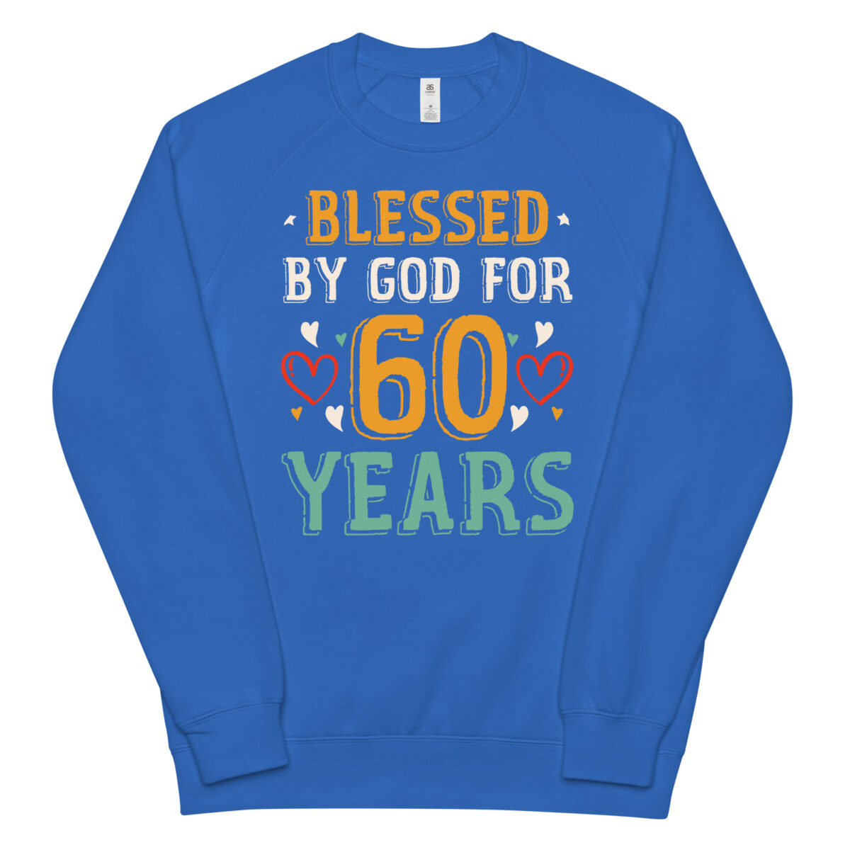 unisex raglan sweatshirt bright royal front 64b56ec2616be