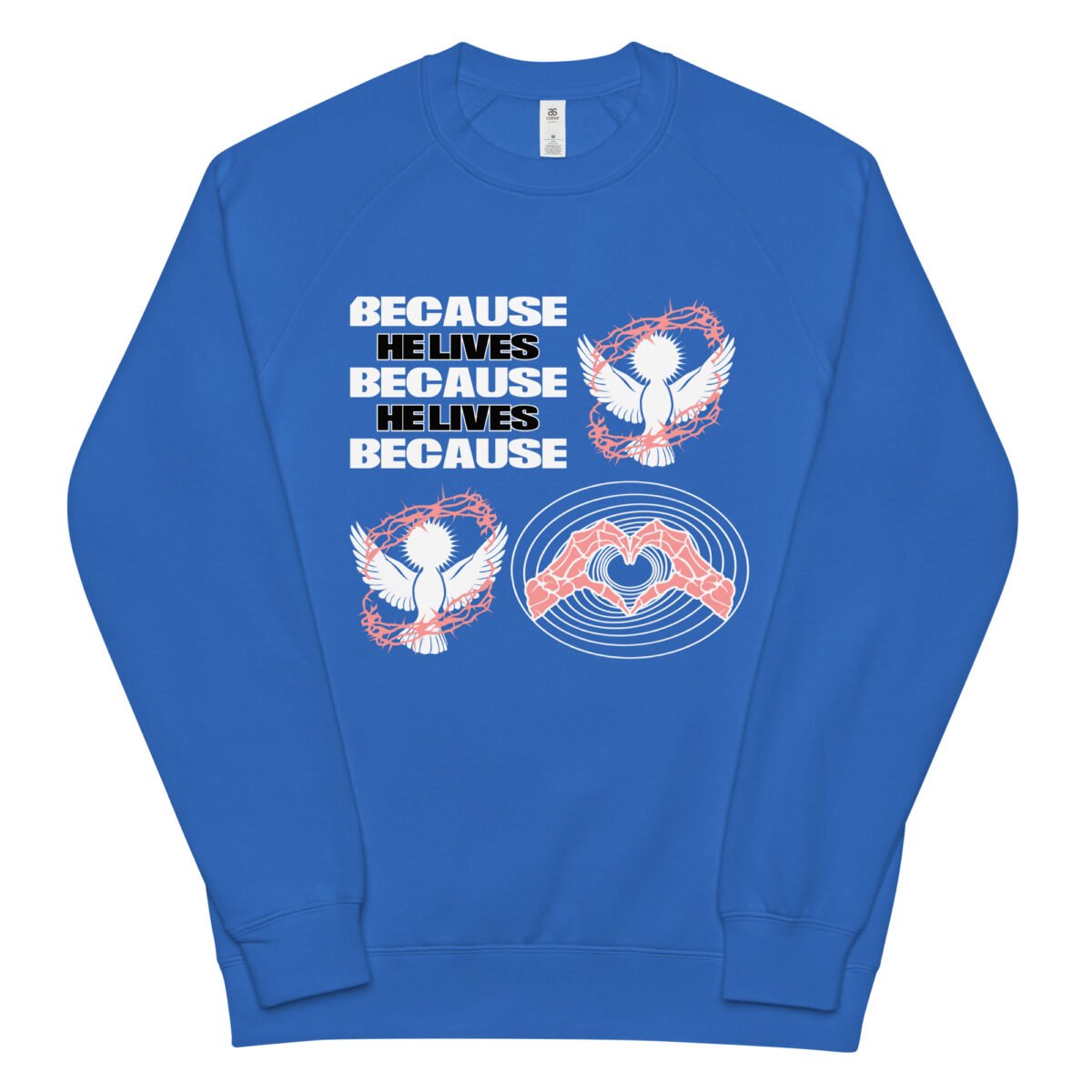 unisex raglan sweatshirt bright royal front 64ba98490d6f6