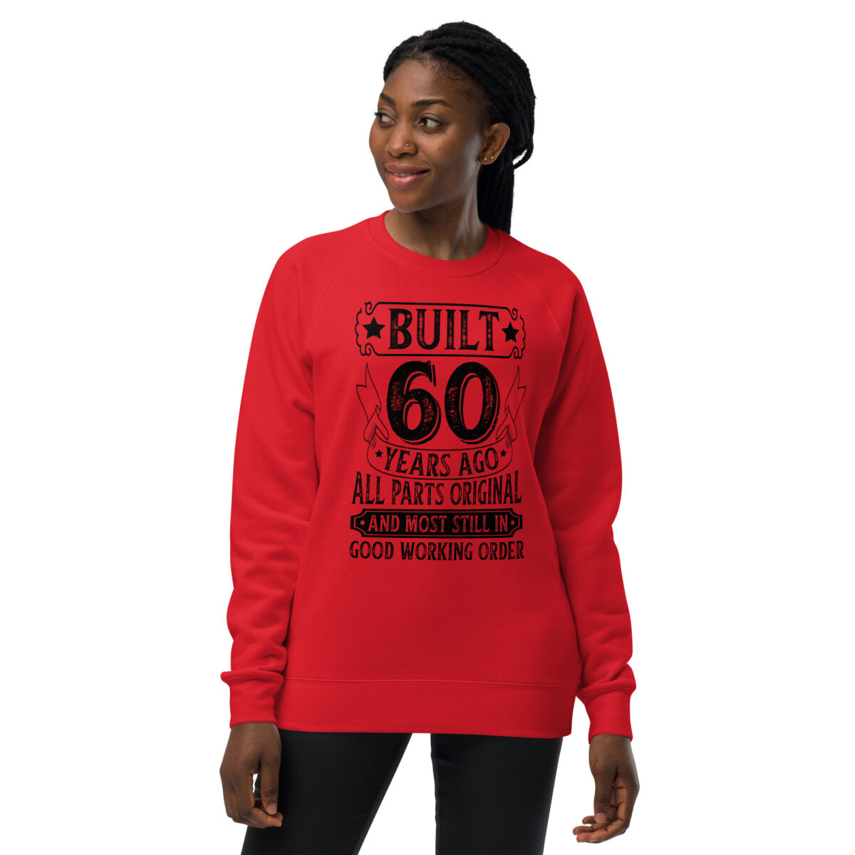 unisex raglan sweatshirt red front 64b56d7d4e431