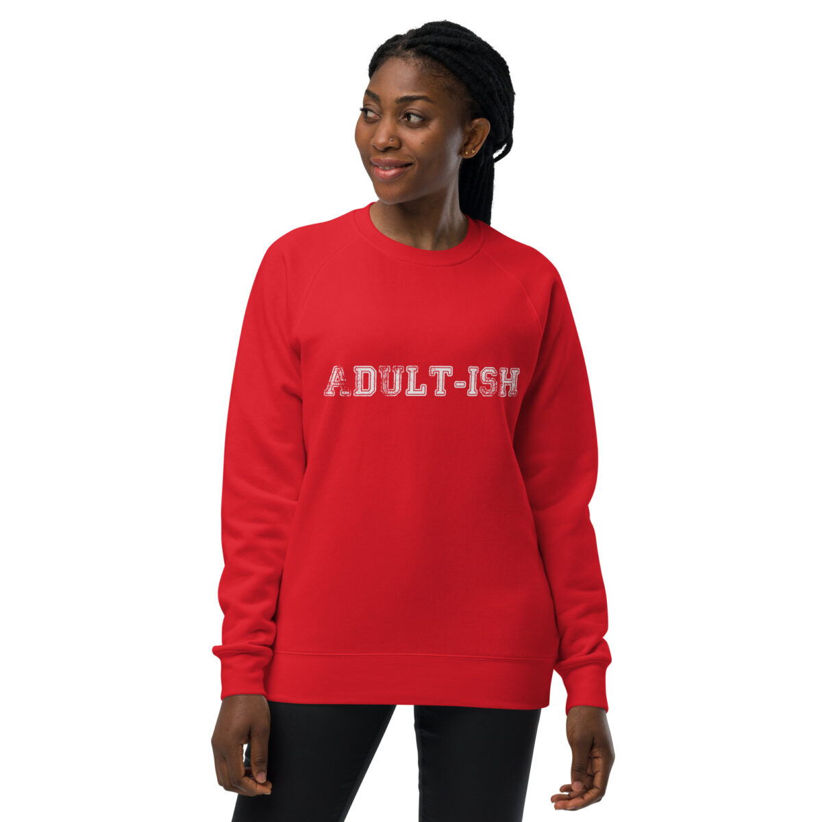 unisex raglan sweatshirt red front 64b57761255c4