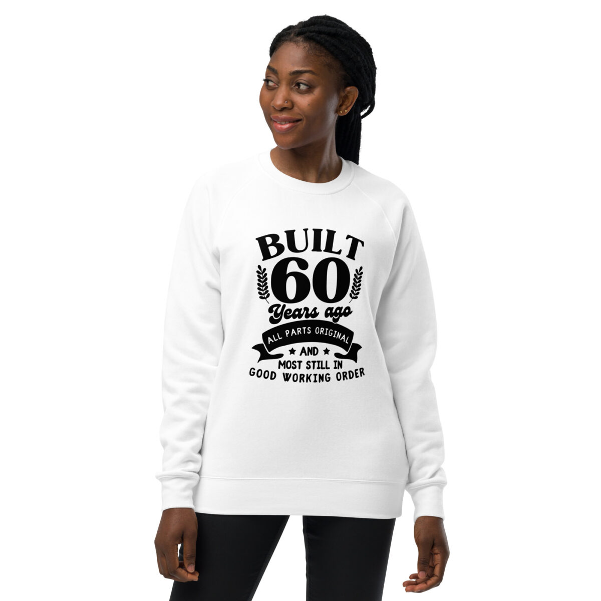 unisex raglan sweatshirt white front 64b56af1b209d