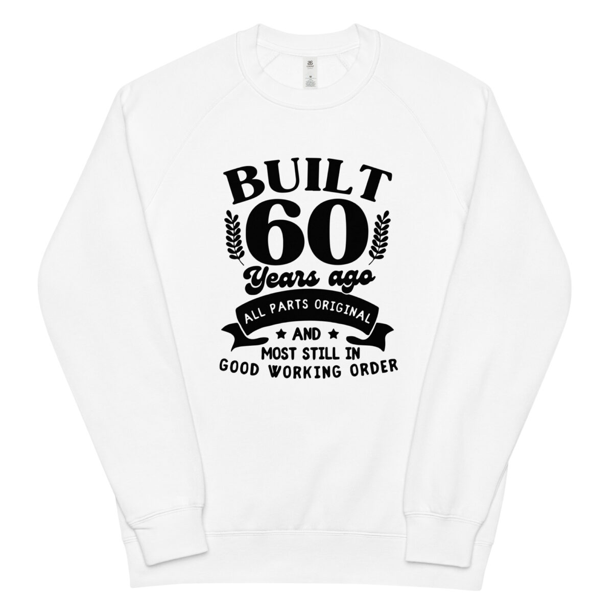 unisex raglan sweatshirt white front 64b56af1b21f8