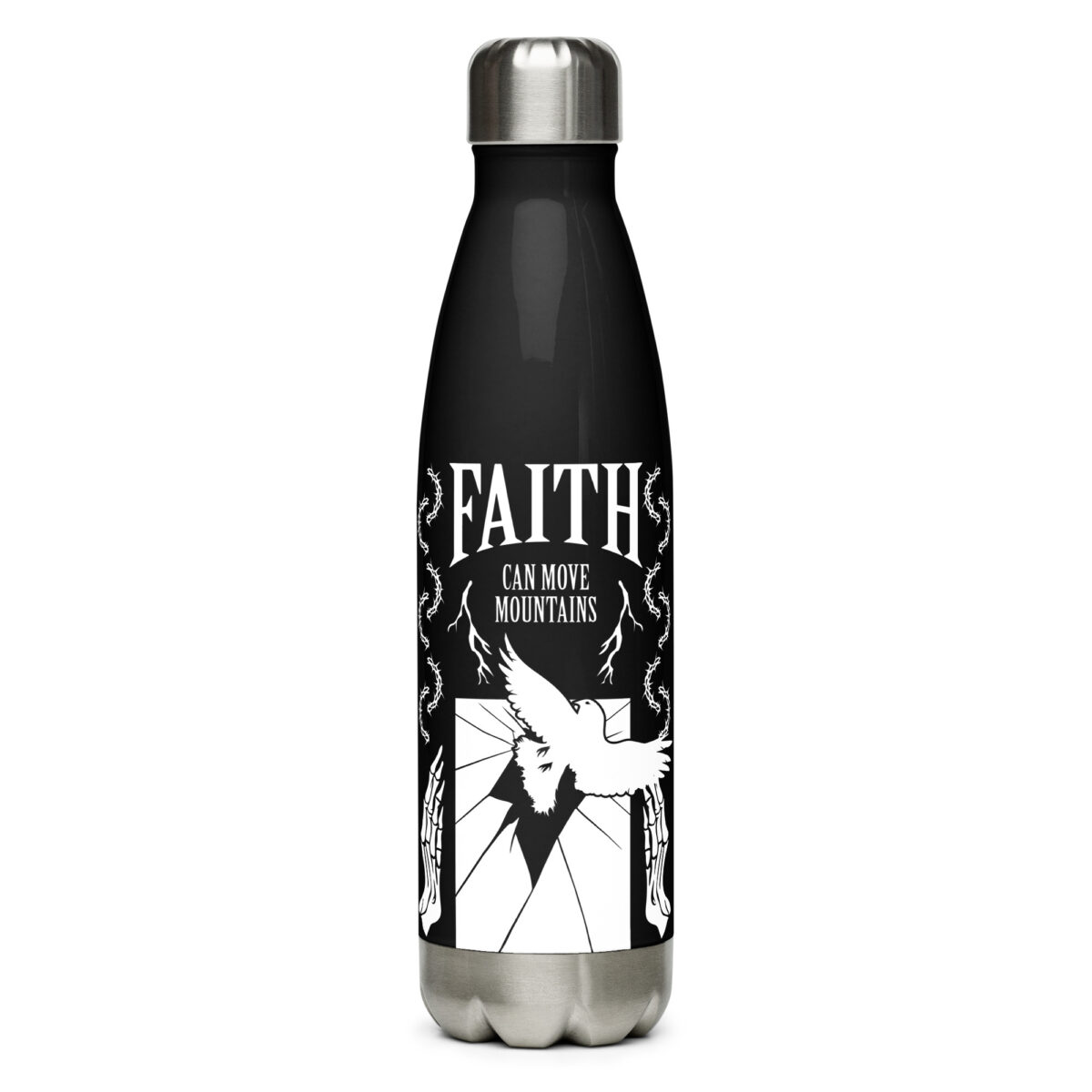 stainless steel water bottle black 17oz front 64cbcd0c56a54