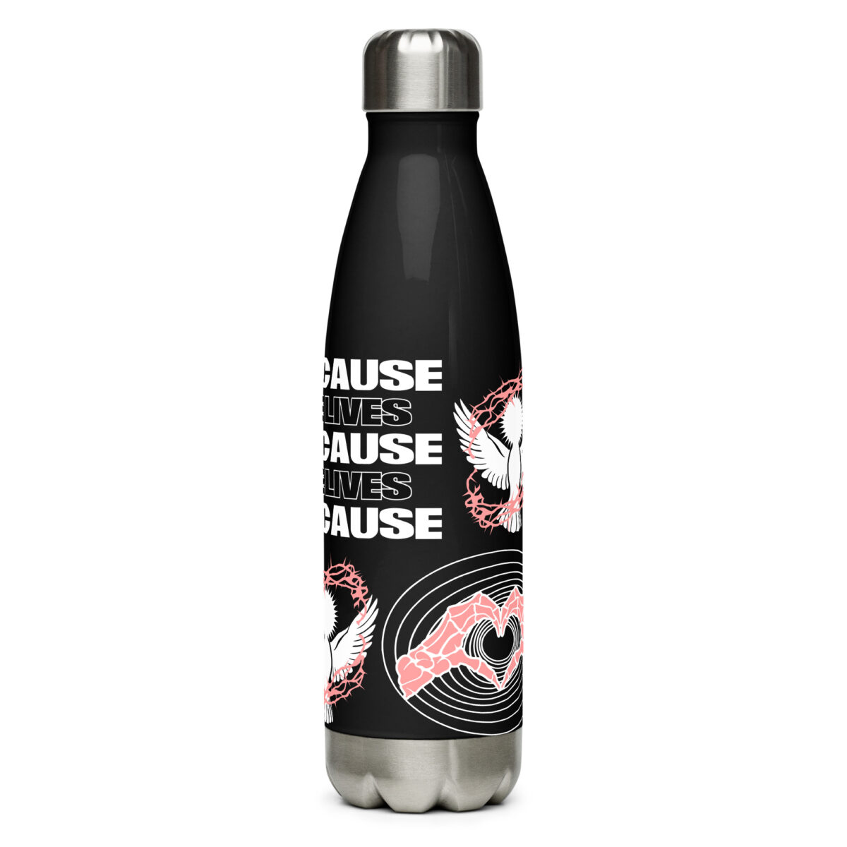 stainless steel water bottle black 17oz front 64cbd07e0cecc