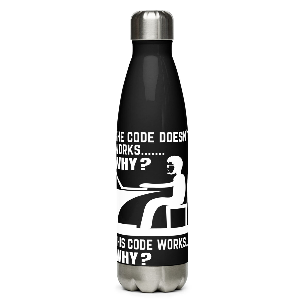 stainless steel water bottle black 17oz front 64dde2a2a85fc