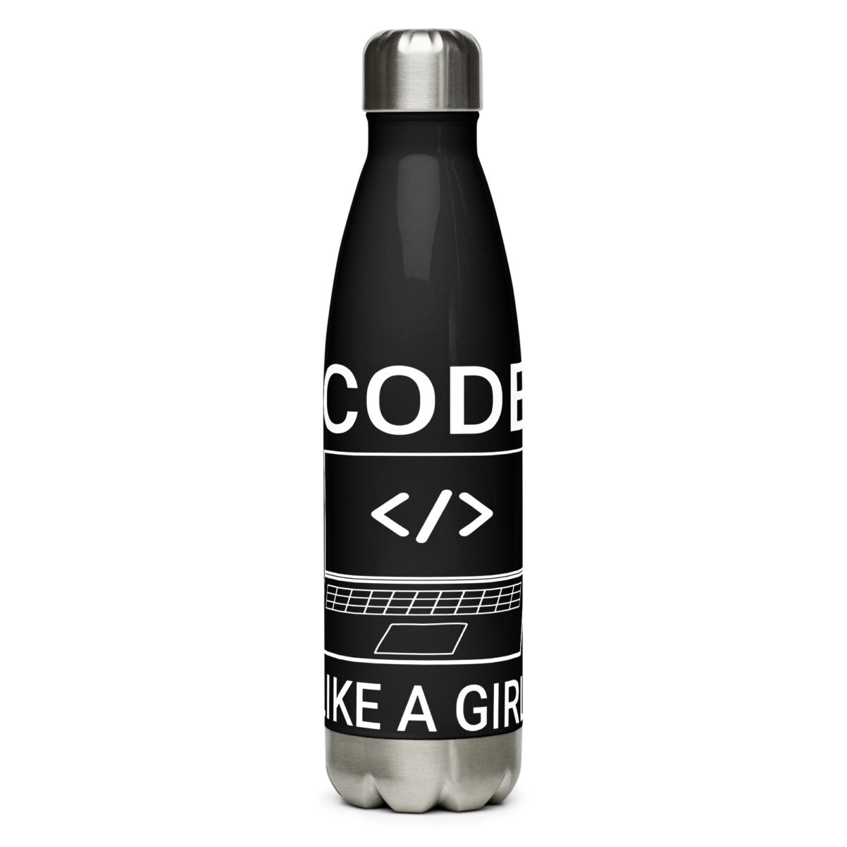 stainless steel water bottle black 17oz front 64dde4c6d2ed9