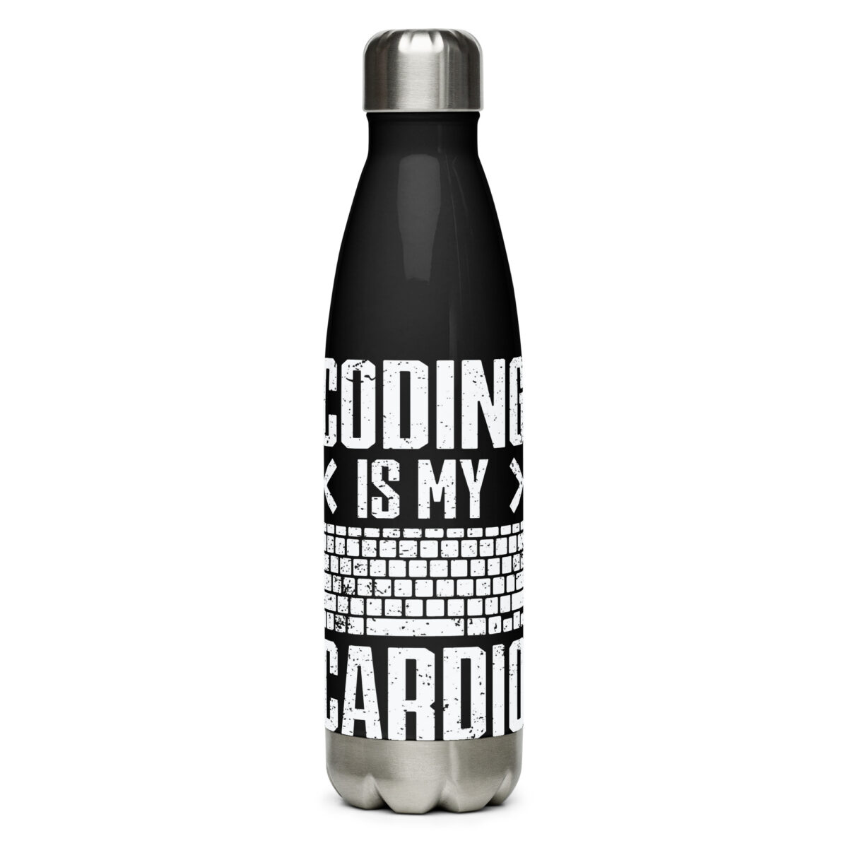 stainless steel water bottle black 17oz front 64dde7c5ab688