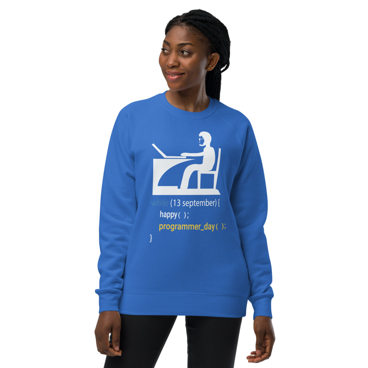 unisex raglan sweatshirt bright royal front 64db94b77b440