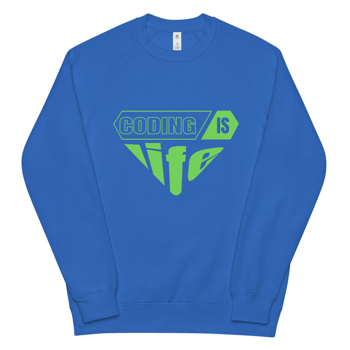 unisex raglan sweatshirt bright royal front 64db97c29bf3b