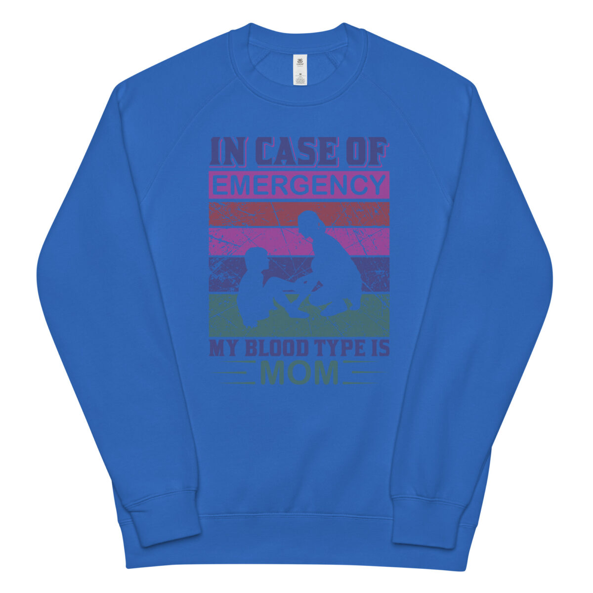 unisex raglan sweatshirt bright royal front 64e303bf4f5da