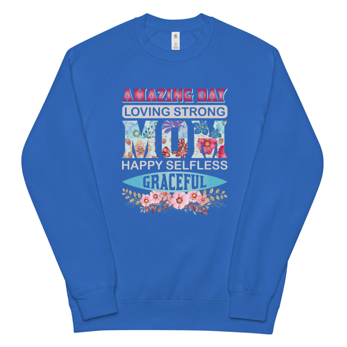 unisex raglan sweatshirt bright royal front 64e320246773f