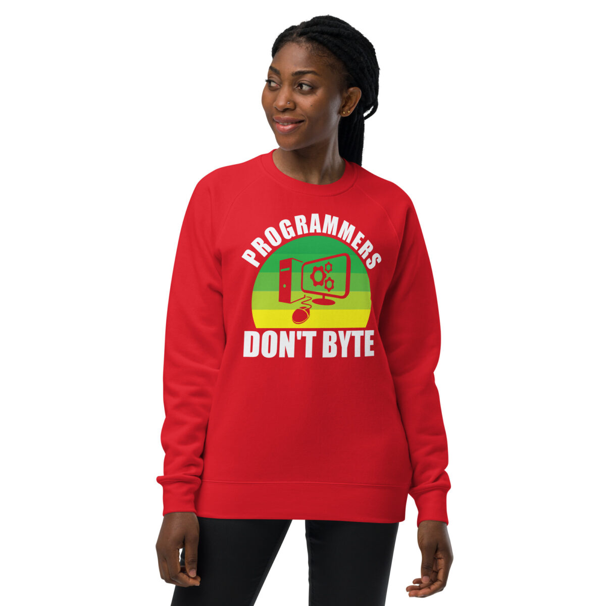 unisex raglan sweatshirt red front 64db918762100