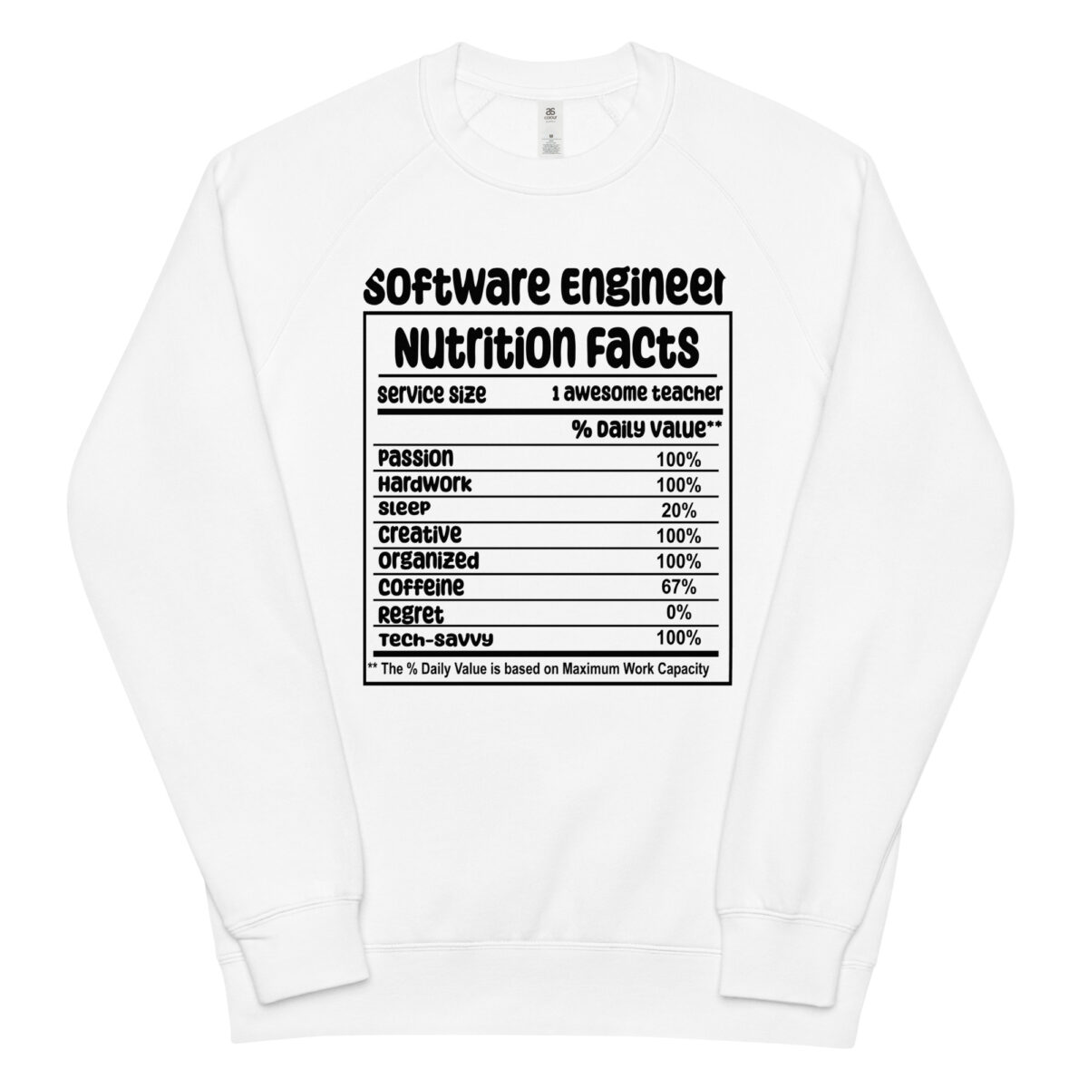 unisex raglan sweatshirt white front 64db9b3b8731d