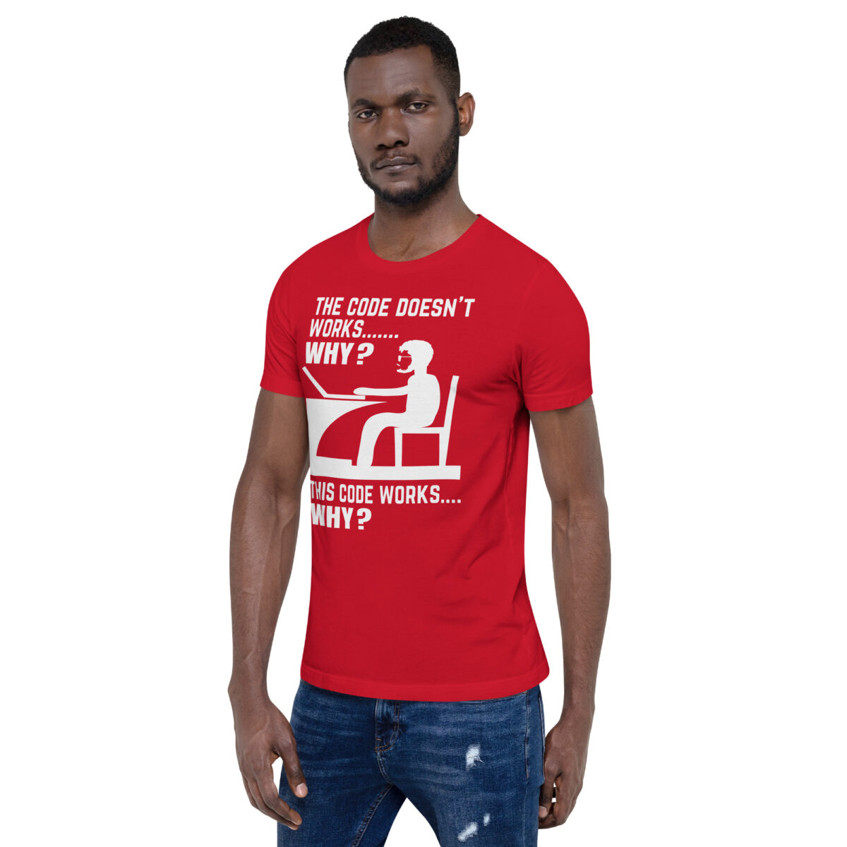 unisex staple t shirt red left front 64da4a9e6246c