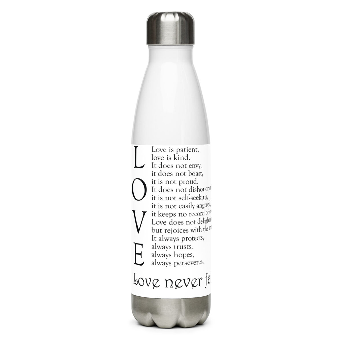 stainless steel water bottle white 17oz front 64f702f7d39f2